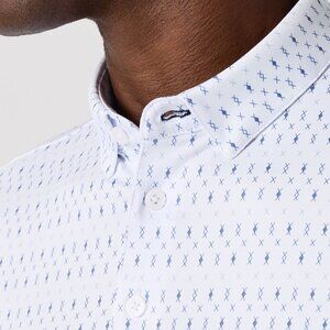 Mizzen+Main - Versa Polo, White with Blue Pattern